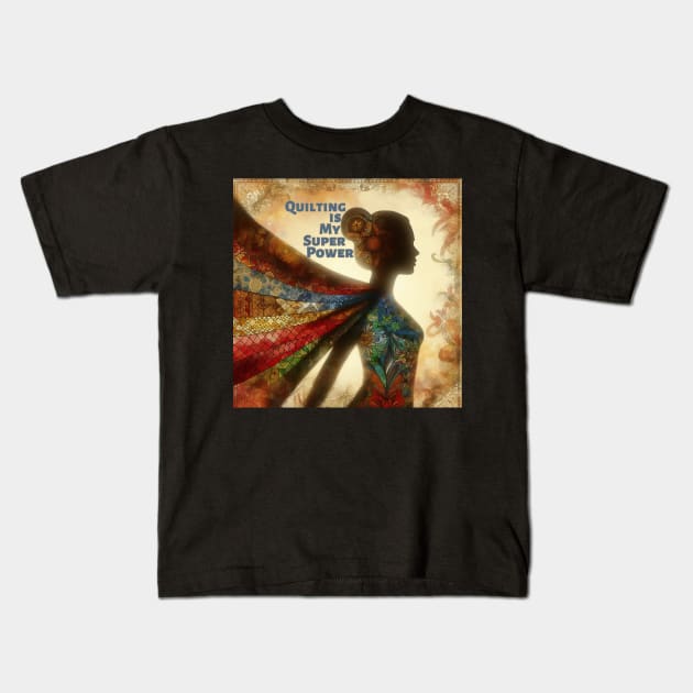 Quilting is my super power Kids T-Shirt by DadOfMo Designs